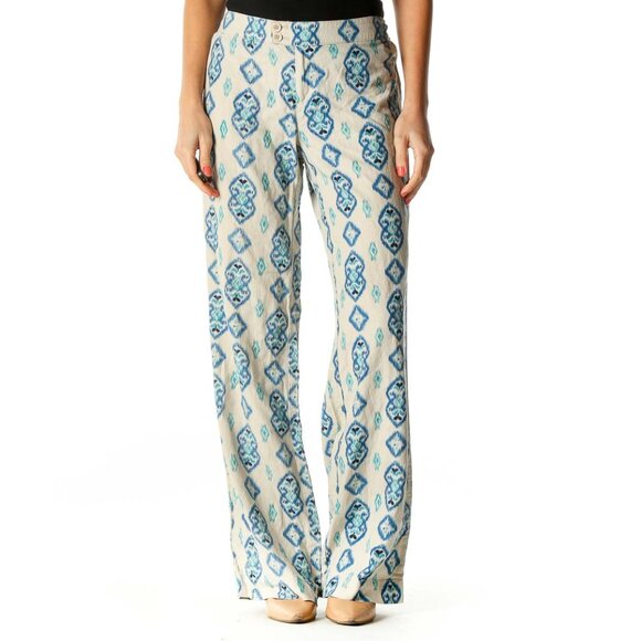 Willi Smith Pants - Willi Smith Beige Printed Holiday Trousers